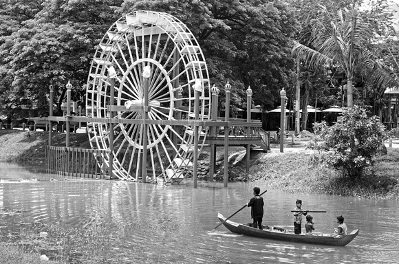 Kids in Boat with Water wheel