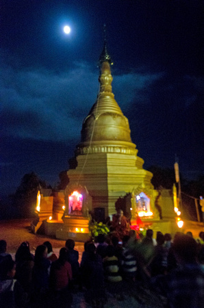 Pagoda with full moon