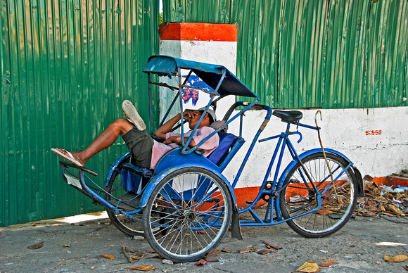 Sleeping Rickshaw driver