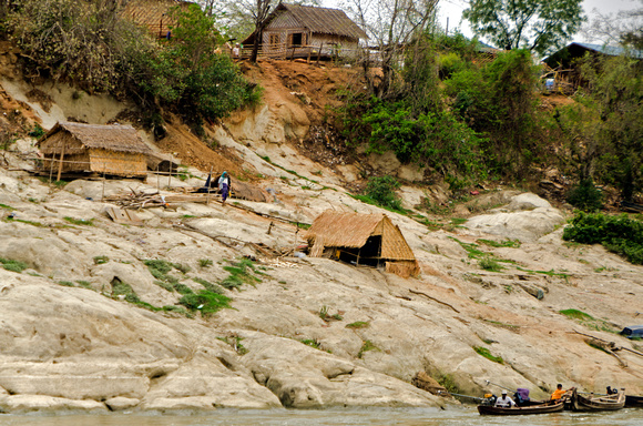 Village on  the river bank
