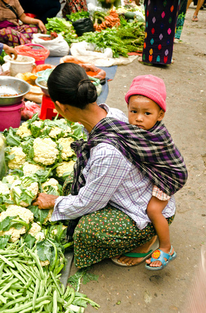Mom & kid in Market