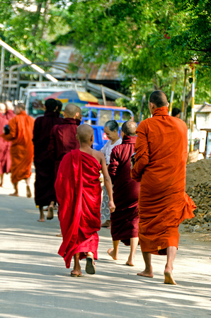 Monks walking away