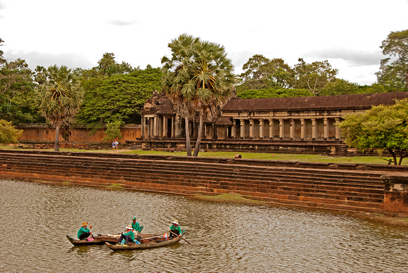 Boat on the moat at Angkor Wat