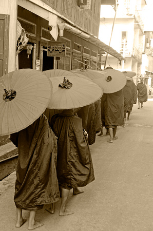 Monks in line