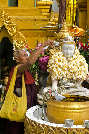 Monk Blessing statue with Water