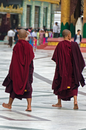 Monks walking away