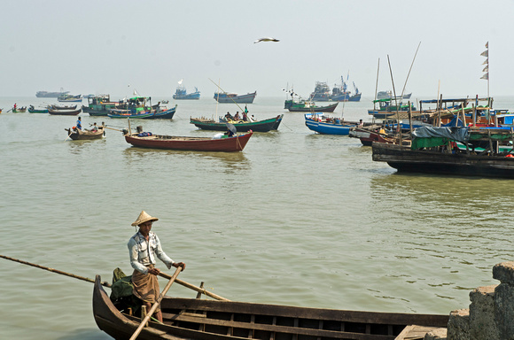 Boats in Sittwe harbor
