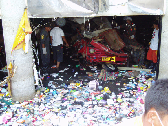 Car inside Ocean Shopping Mall. Patong Beach 3 days after the wave hit