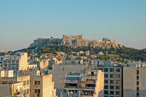 view of the Acropolis form across town