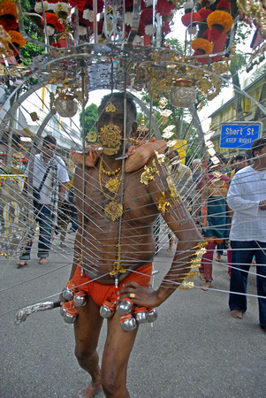 Pins & Needles.  Thaipursan Hindu festival, Singapore