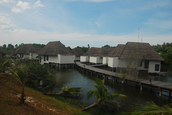 Over the water bungalows at the Sokha resort