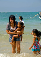 Angela in the water with kids