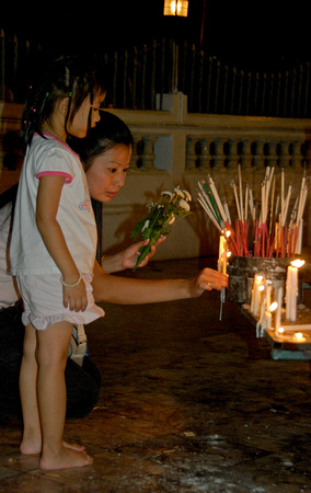 Lighting Incense at Nong Jong Kham Mae Hong Song