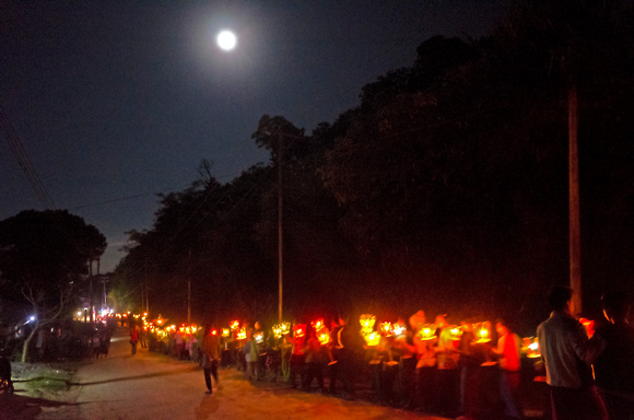 Candle procession with full mooon