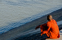 Monk on the banks of the Tonle Sap