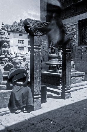 Monk at Swayambhunath temple ( monkey temple)