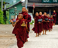 Monks out collecting Alms